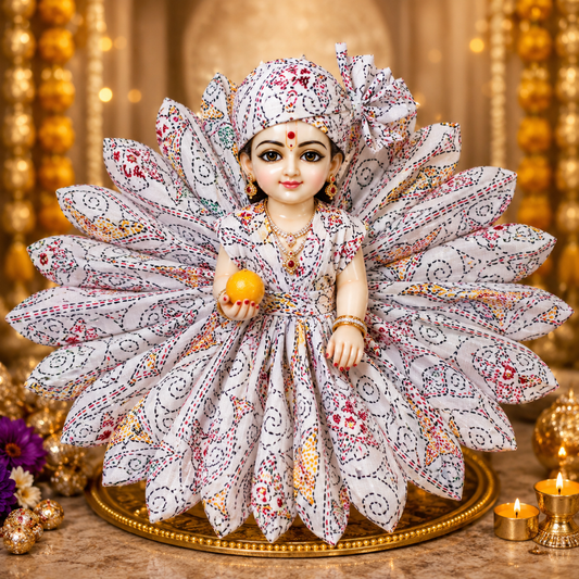Resiglow Handmade Laddu Gopal Floral Poshak with Matching Pagdi | Premium Bal Gopal Dress for Janmashtami & Daily Shringar