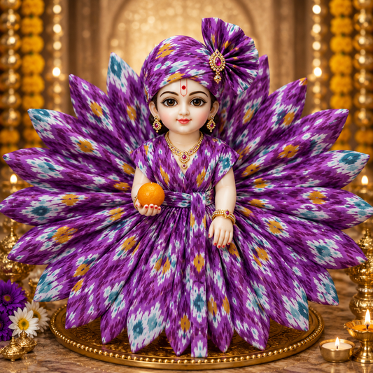 Resiglow Royal Purple Laddu Gopal Floral Poshak with Designer Pagdi | Premium Bal Gopal Dress for Janmashtami & Daily Shringar