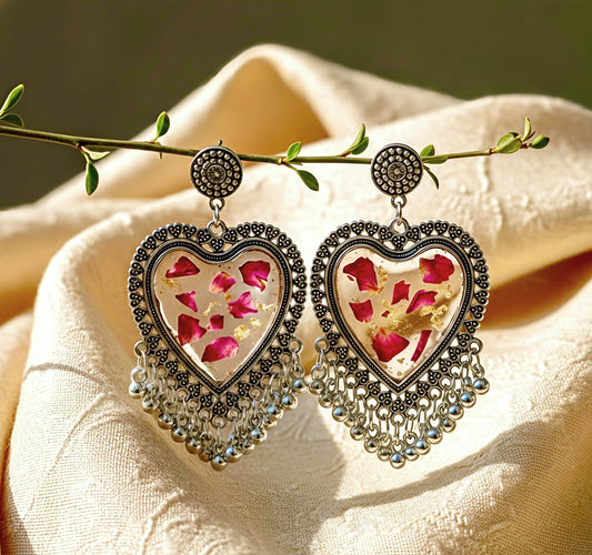 Resi Heart Silver Transparent Cutomized Jhumka