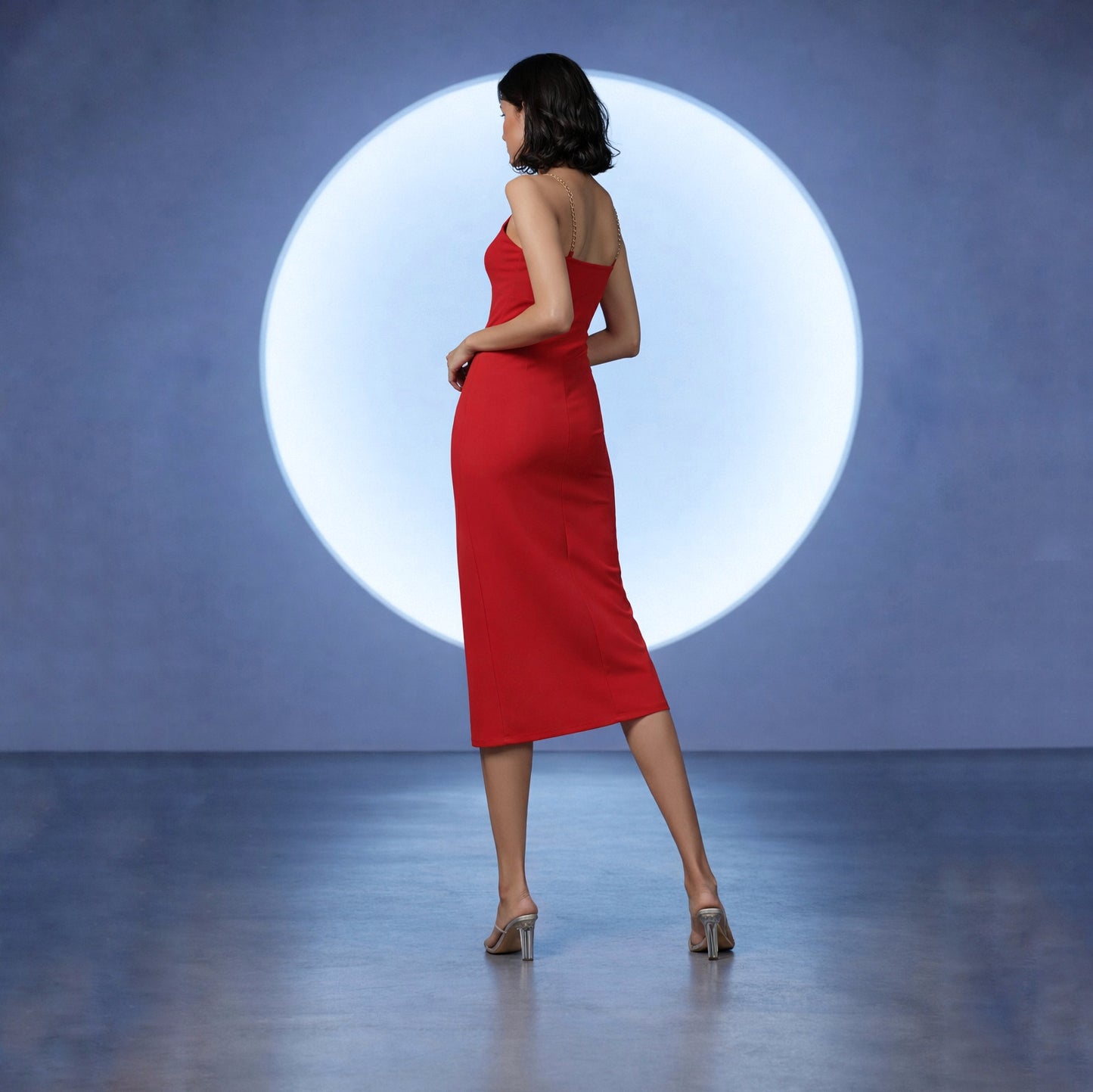 Scarlet Chain-Keyhole Party Dress